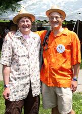 Alumni gathering under class tents