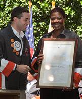 Young receiving award