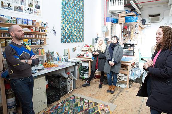 Artist at Work Jonathan VanDyke in studio with students