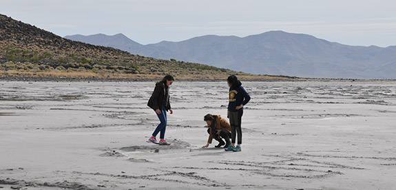 Graduate Students Spiral Jetty Perrin Lathrop, Natalie Dupecher, Kimia Shahi