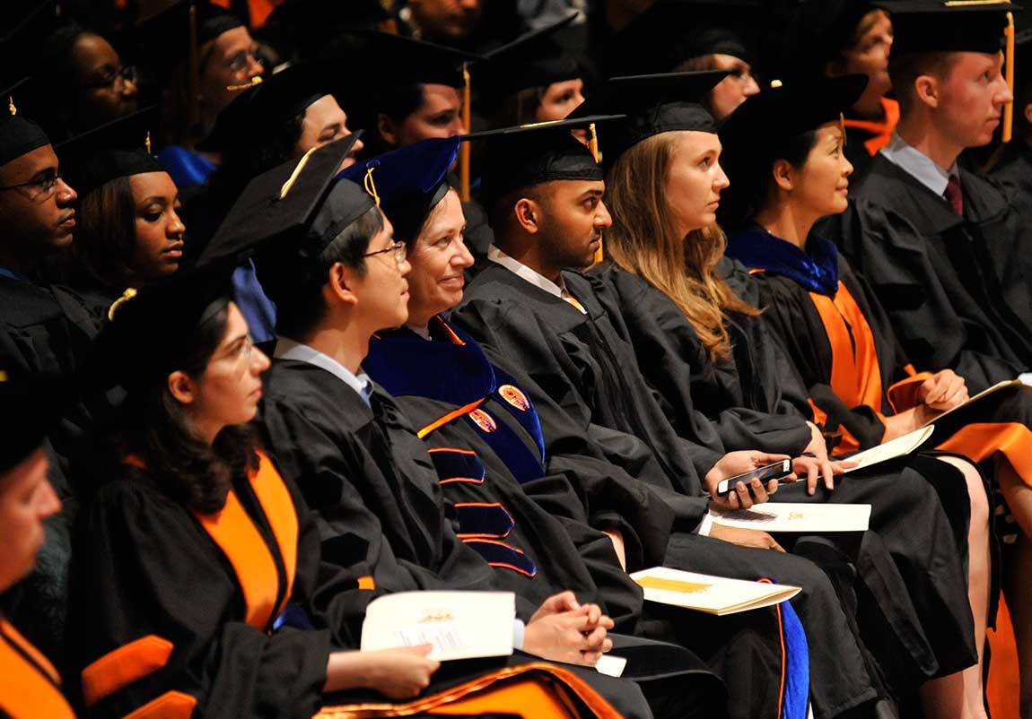 Degree recipients listening