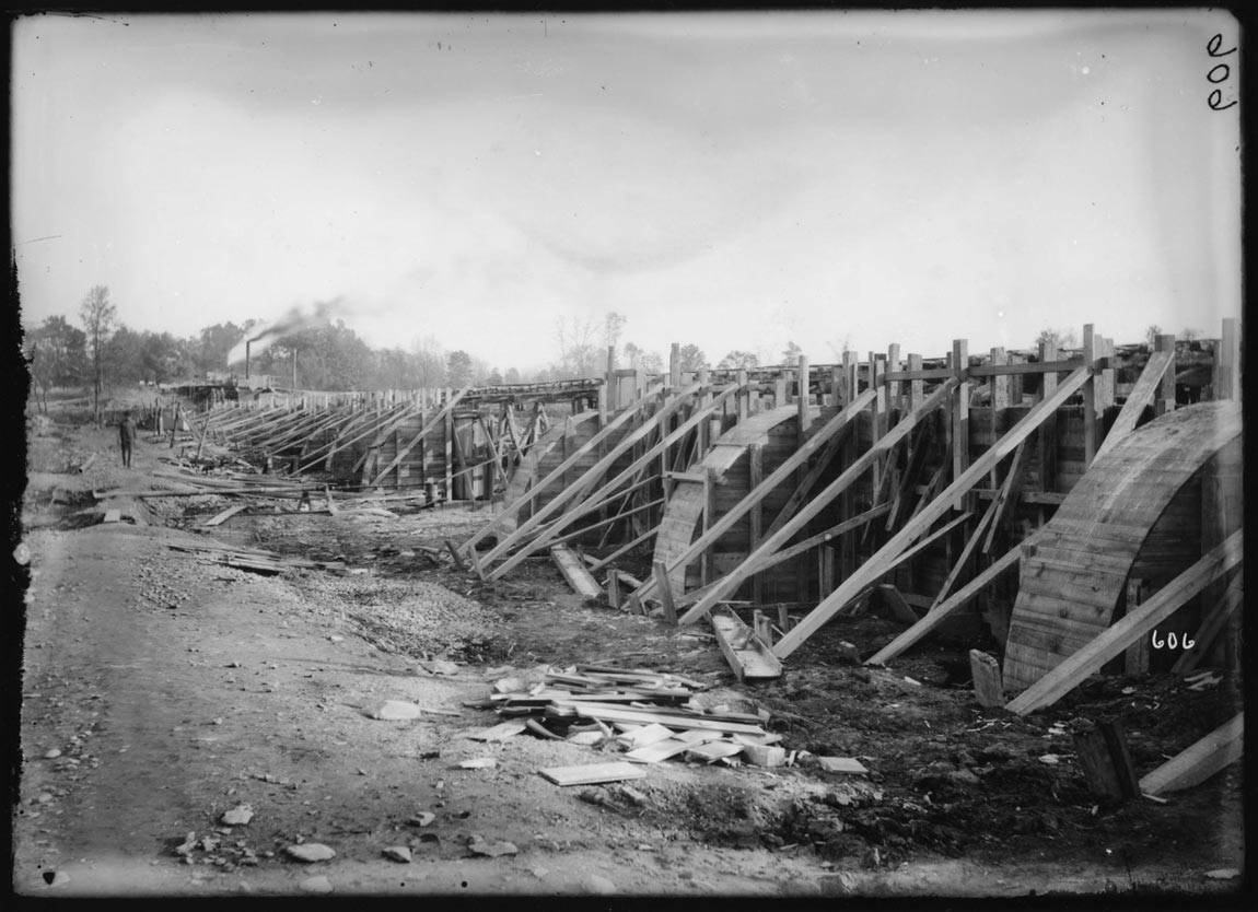 Lake Carnegie dam construction 1906