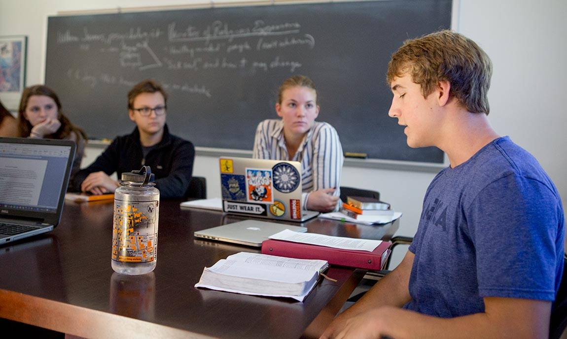 Freshman Seminar Elaine Pagels - David reading from New Testament