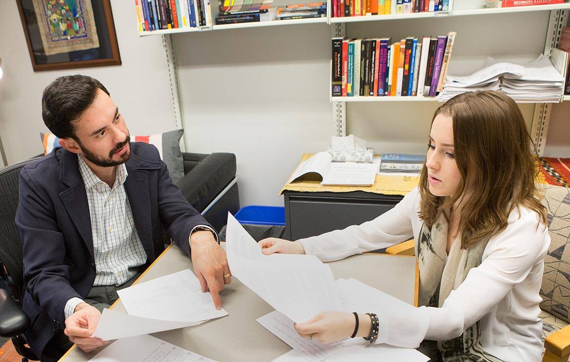 Ali Valenzuela advising senior Charlotte LeMaire