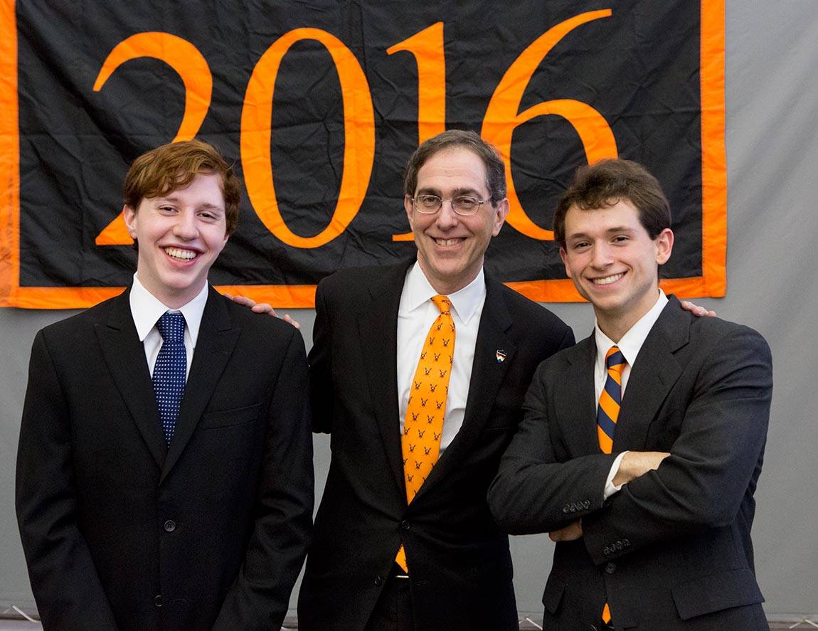 Alumni Day 2016 President Eisgruber with Andrew Nelson, James Agolia