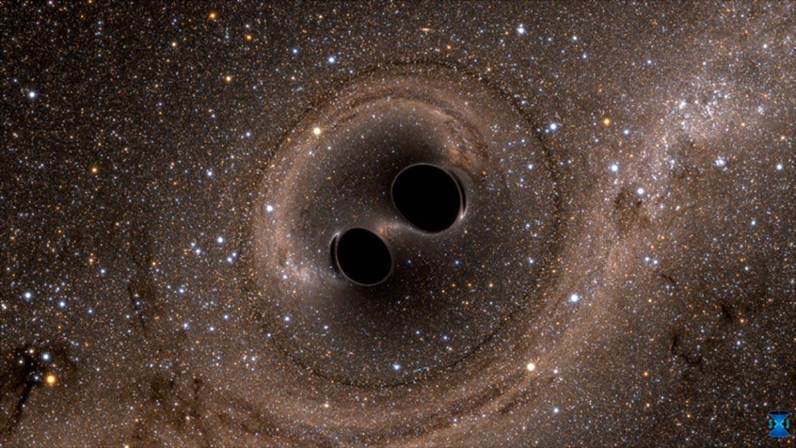Two black holes merging