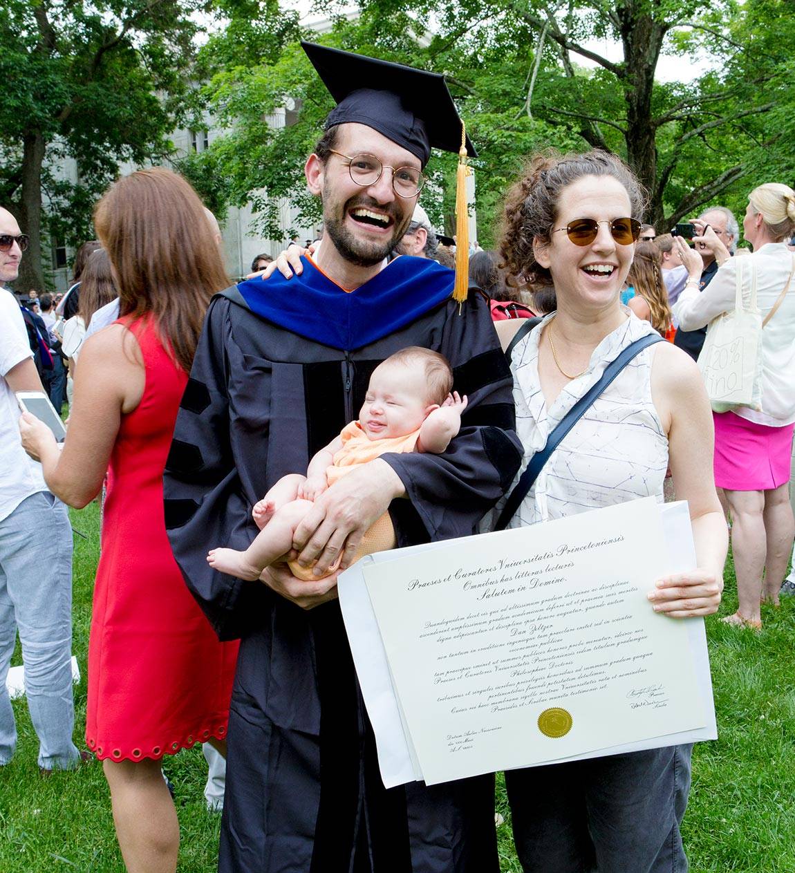 Commencement 2016 Dan Zeltzer with Efrat Kedem and Amalia
