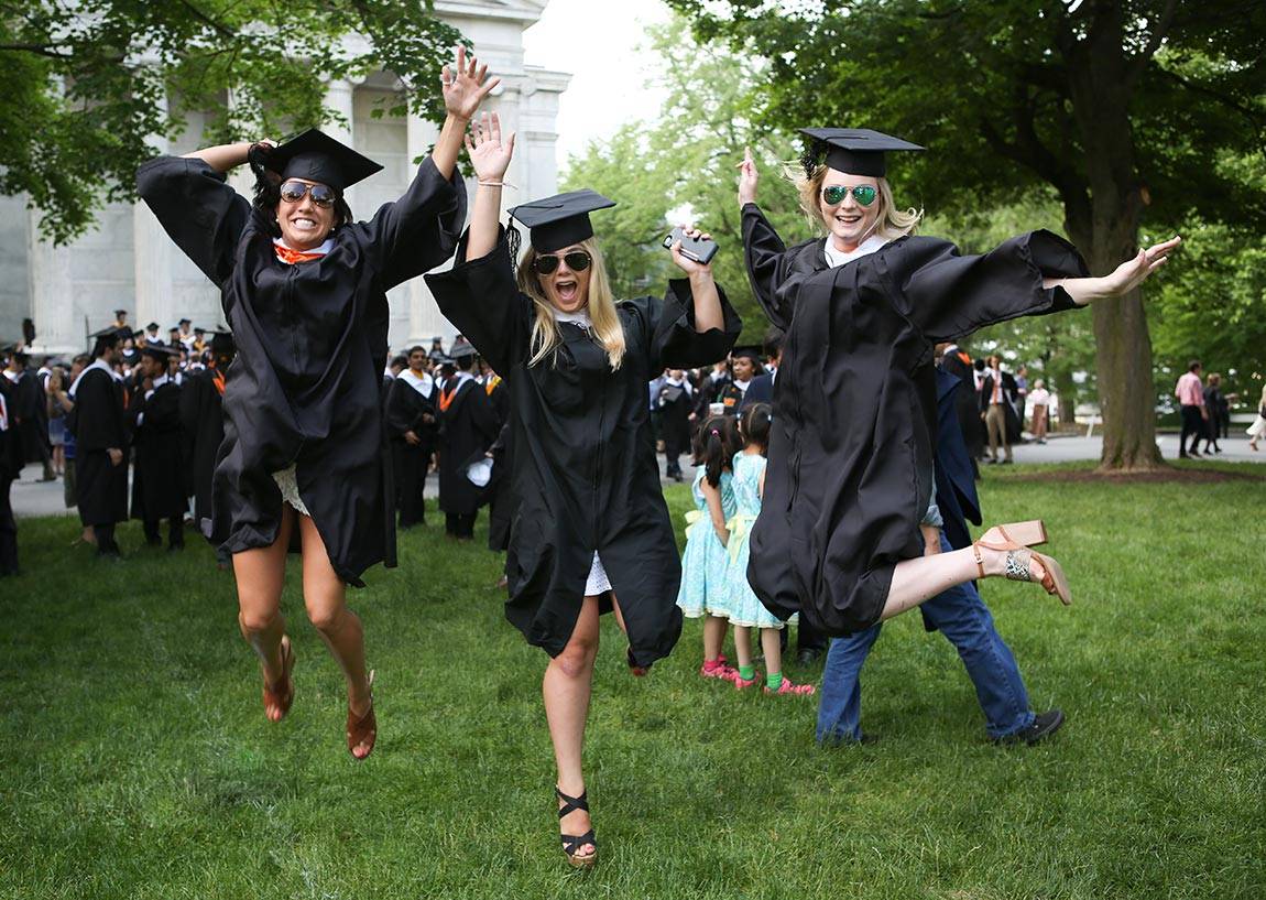 Commencement 2016 students after the ceremony