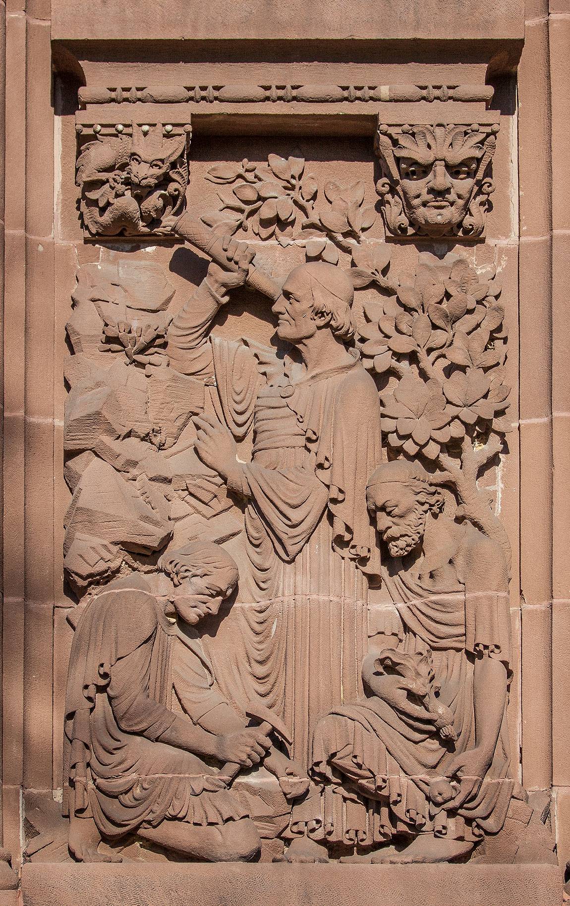 Richardson Auditorium in Alexander Hall sculpture panel