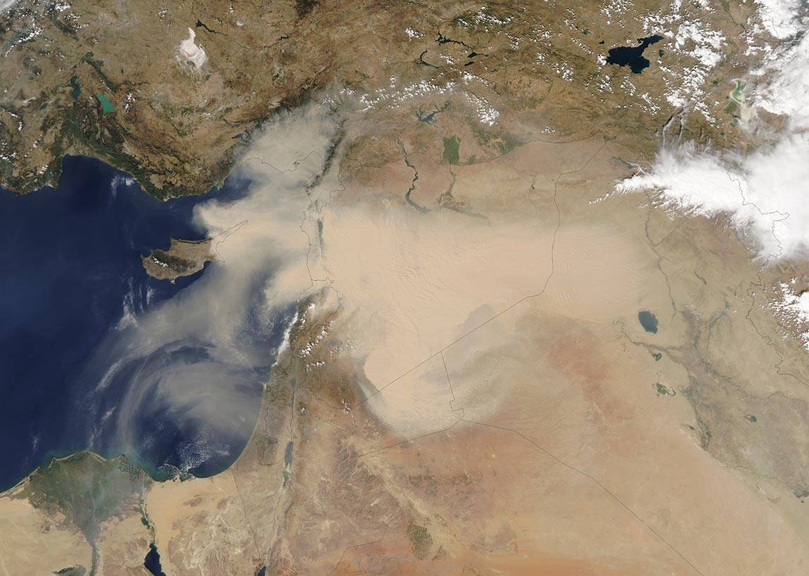 Satellite image of dust storm