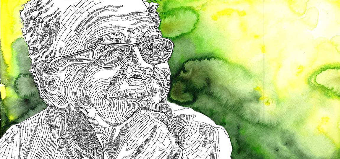 Peter Singer portrait illustration