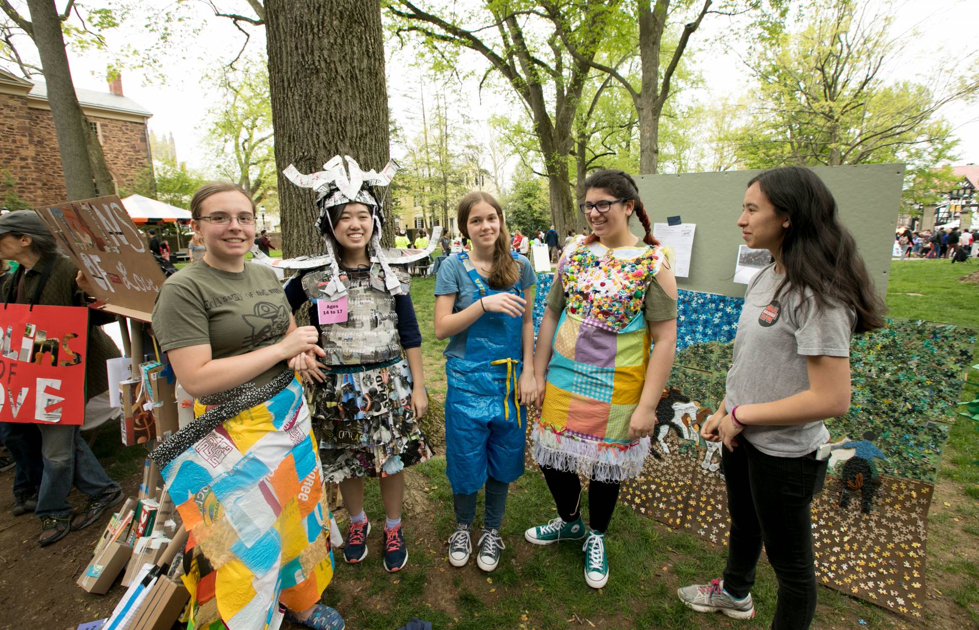 Students at Trash Art exhibit, Communiversity 2017