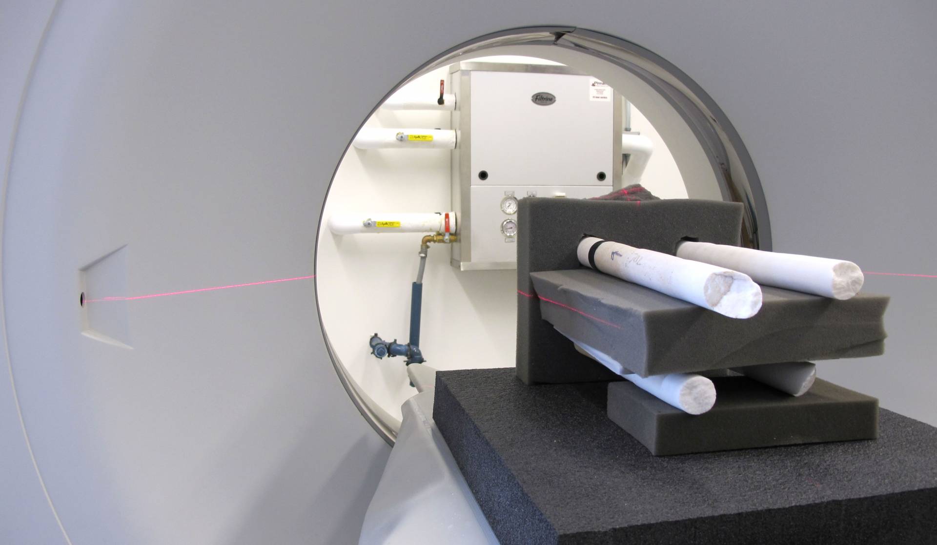 Samples of coral going through an X-ray machine