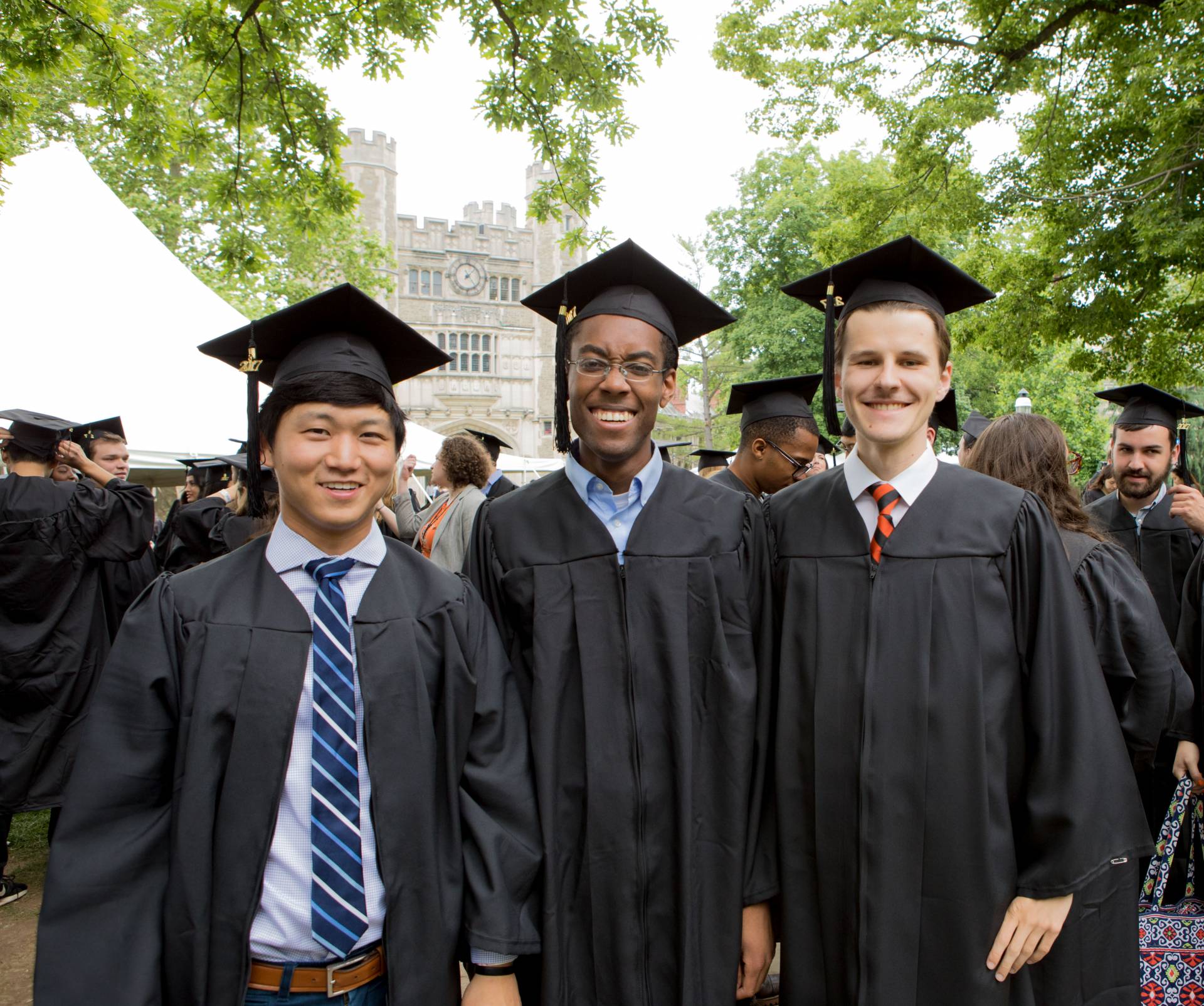 Friends smile for camera before Baccalaureate 2017 procession