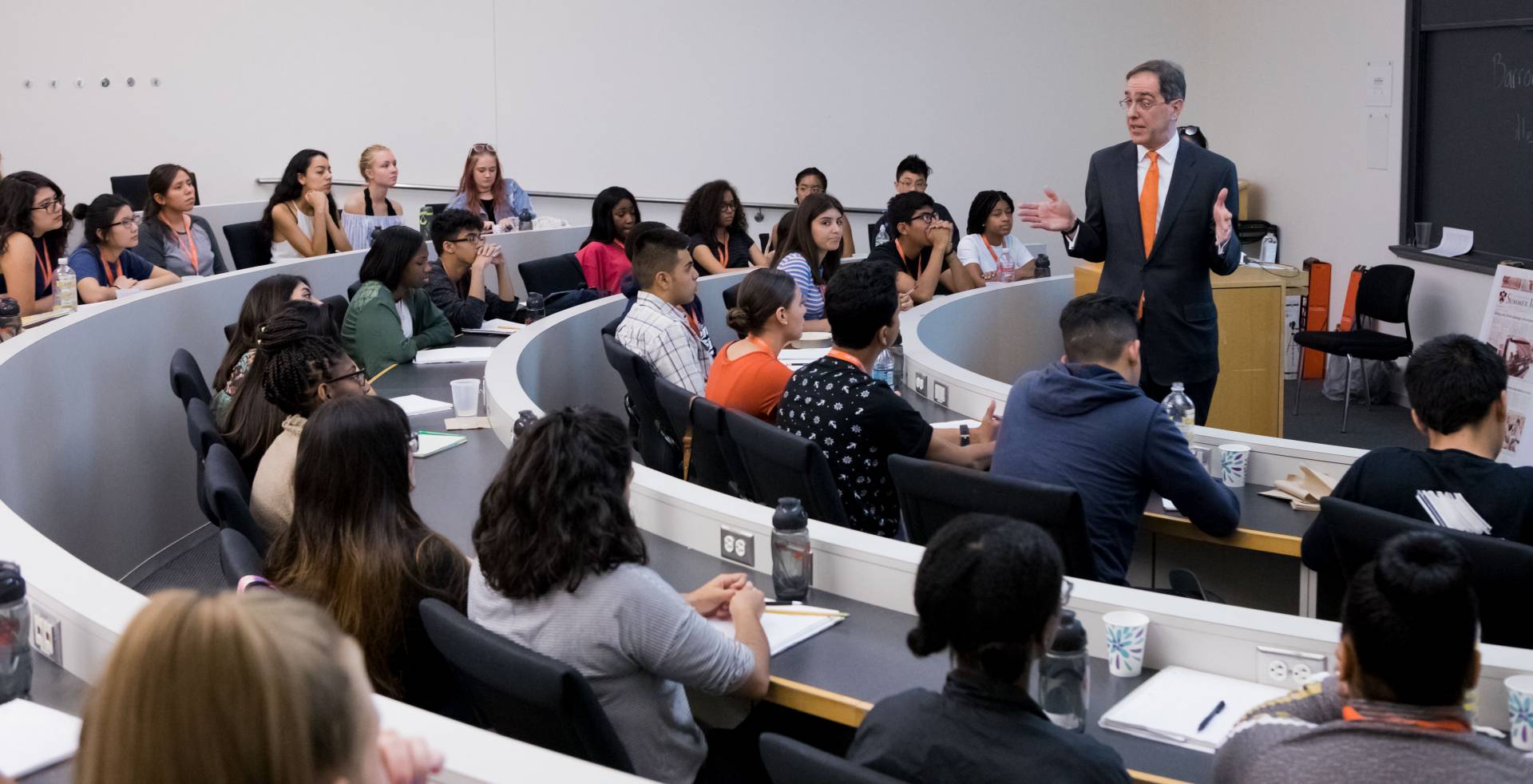 President Eisgruber speaking to students