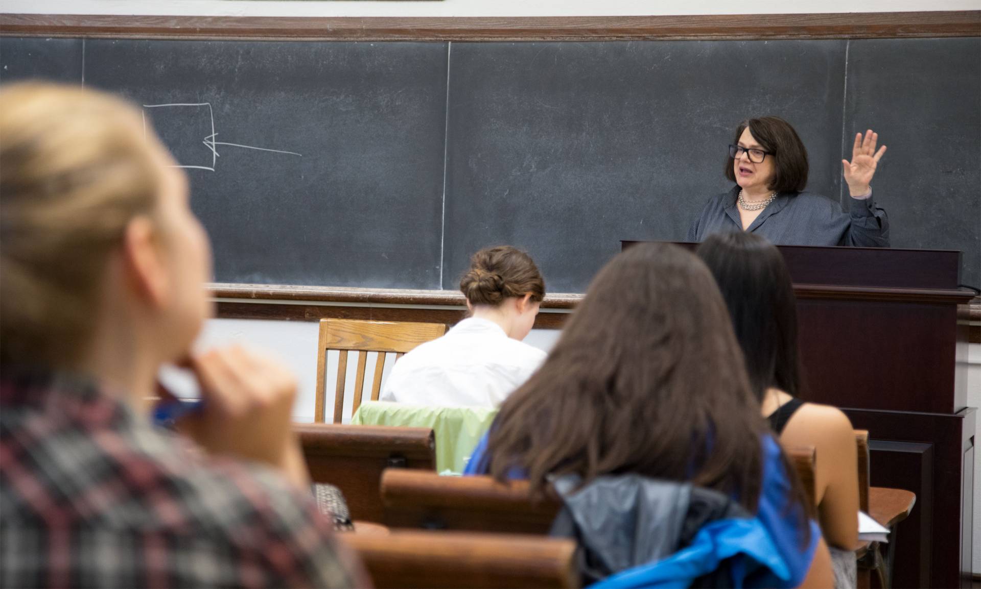 Claudia Johnson teaching class on Jane Austen