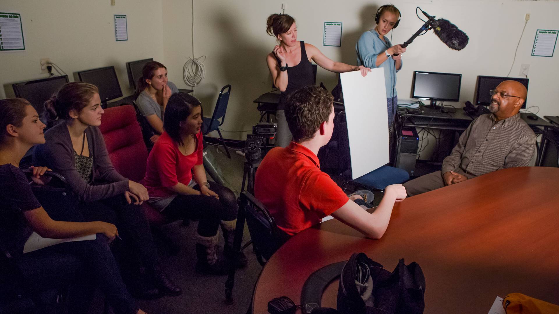 Students making documentary film