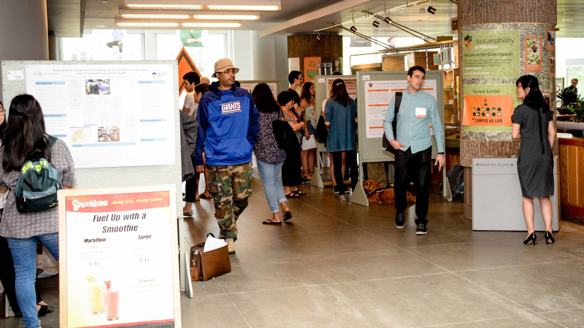 Undergraduates, graduate students and other researchers in the main atrium of Frist Campus Center