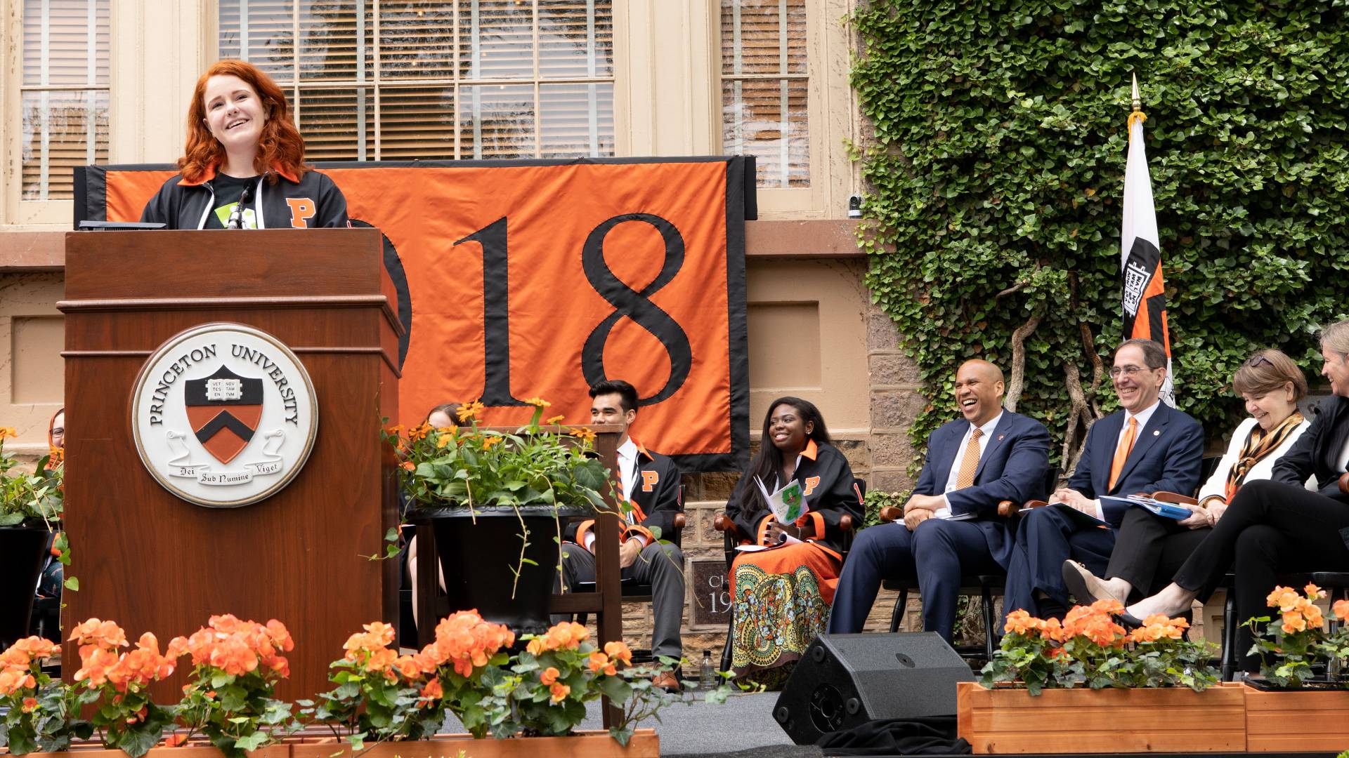 Catherine Sharp at podium during Class Day ceremony