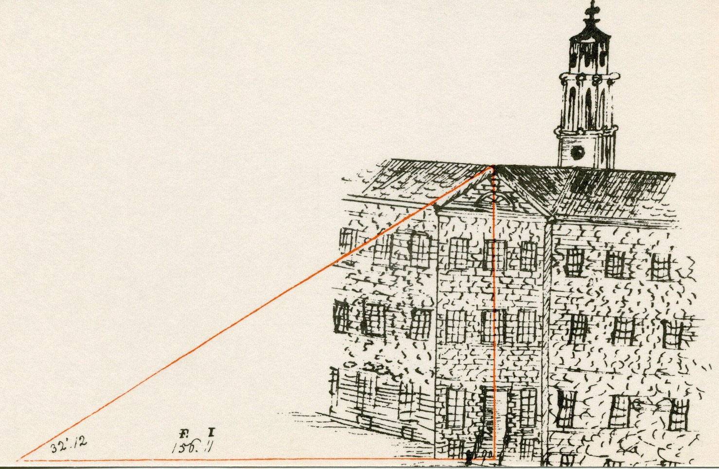 Sketch of Nassau Hall from 1800s