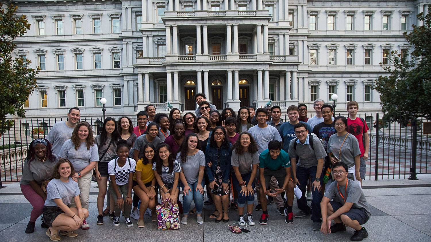 AI4ALL participants posing in front of Eisenhower Executive Office Building in Washington DC