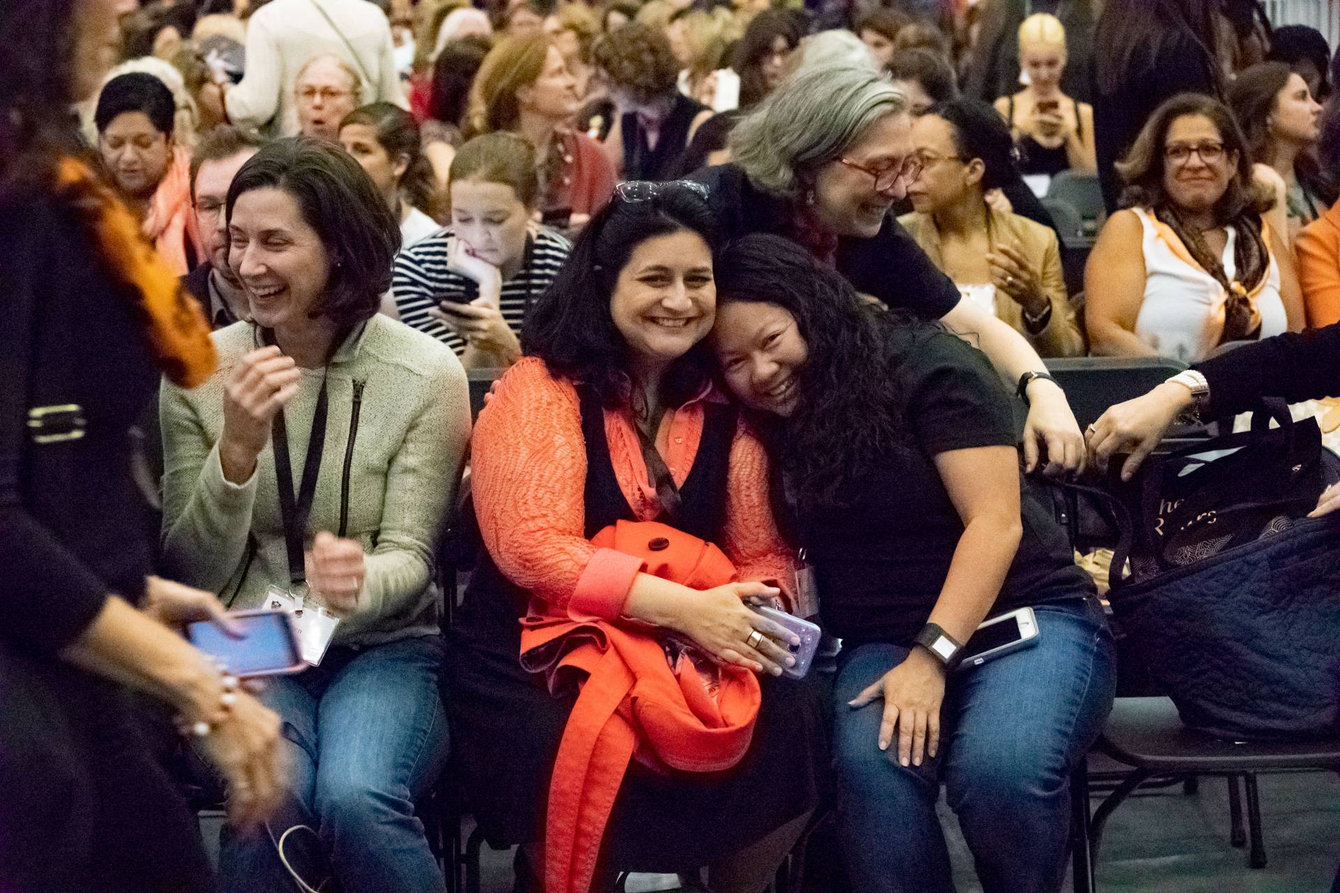 Jess Gonzalez ’95  and Jenny Korn ’96 in audience waiting for Justices Kagan and Sotomayor to speak