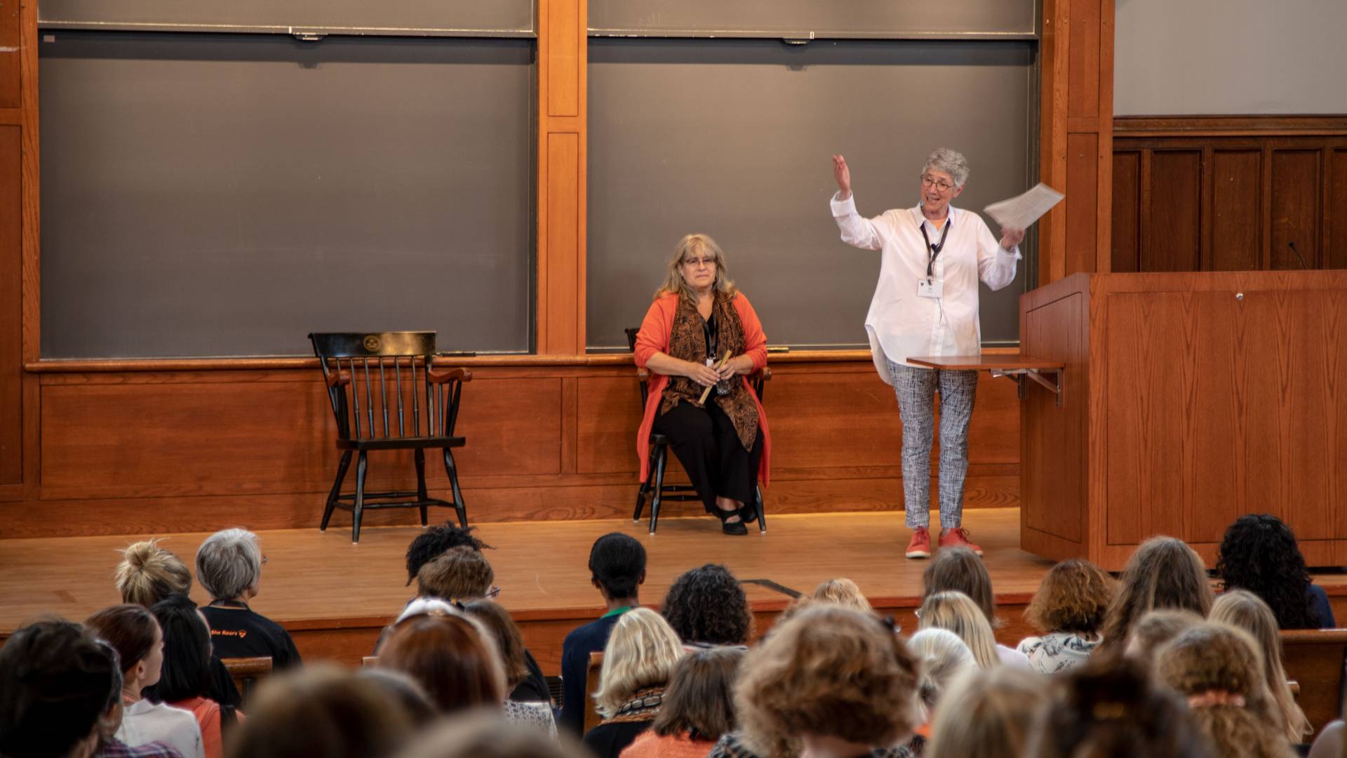 Jill Dolan speaking at She Roars conference