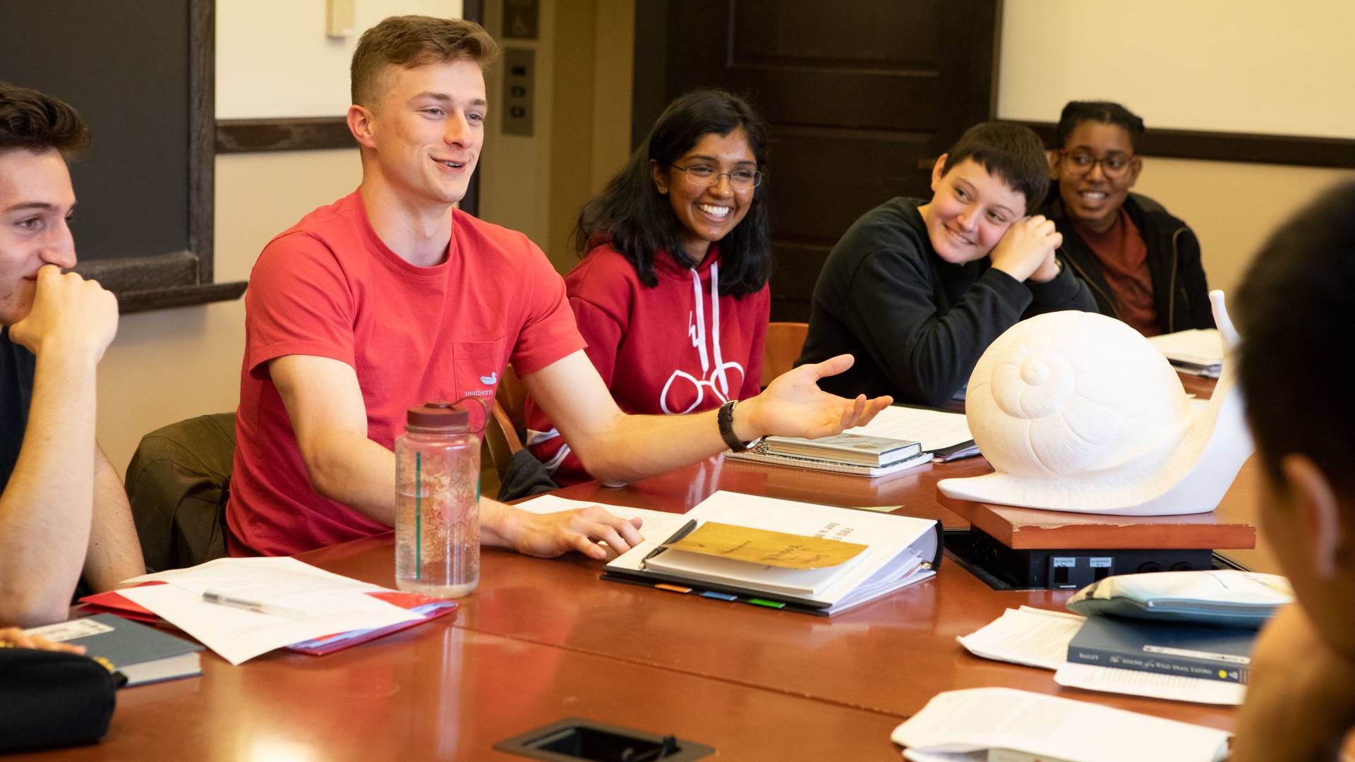 Students participating in classroom discussion