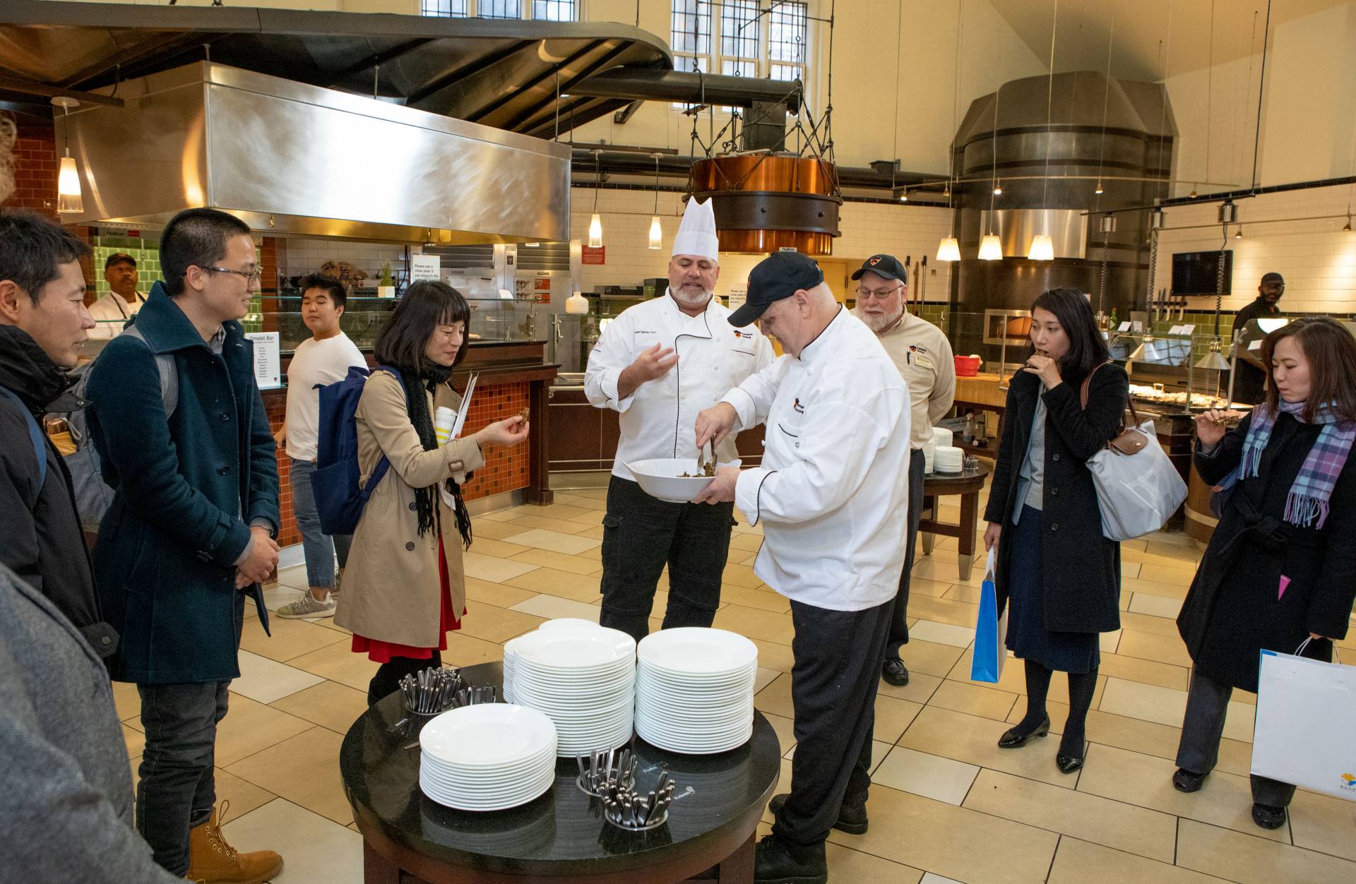 University of Tokyo delegates touring dining hall