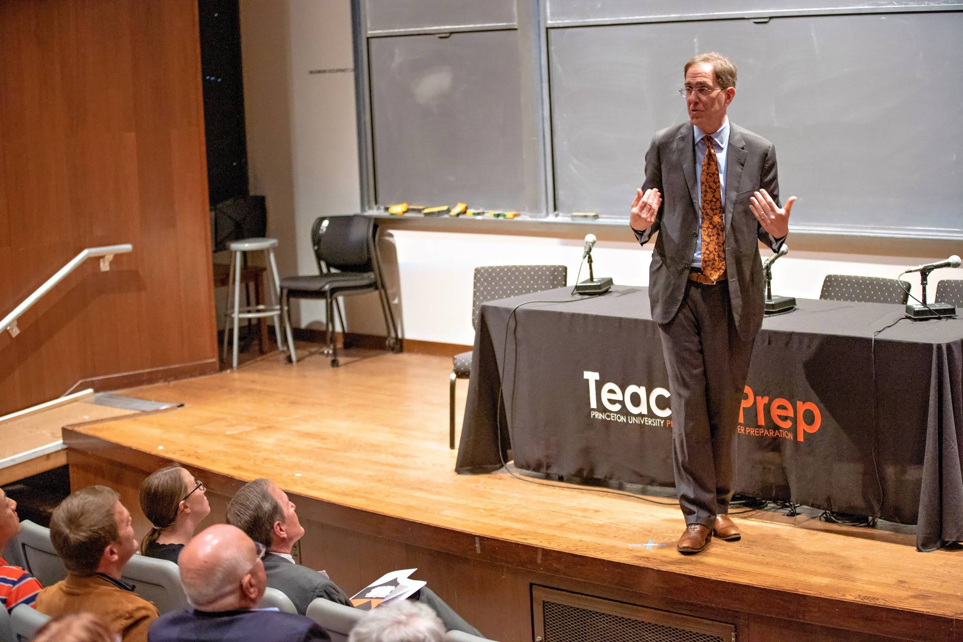 President Christopher L. Eisgruber speaks on a stage