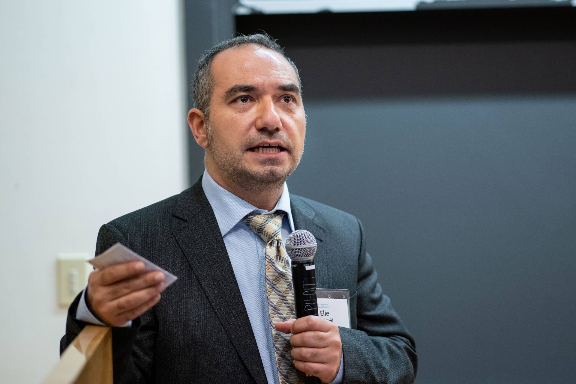 Elie Bou-Zeid speaks into a microphone