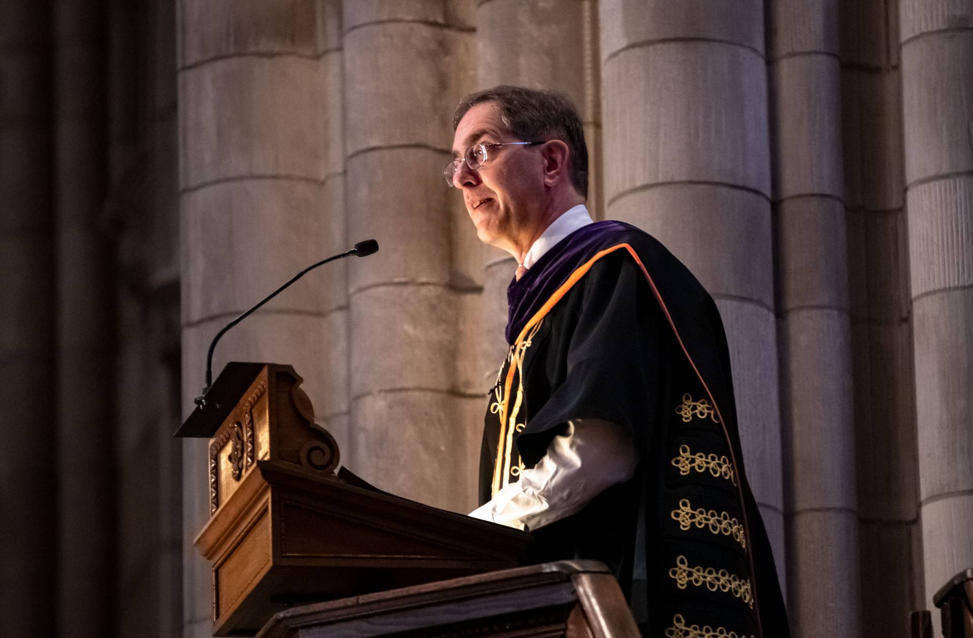 Christopher Eisgruber speaking at podium