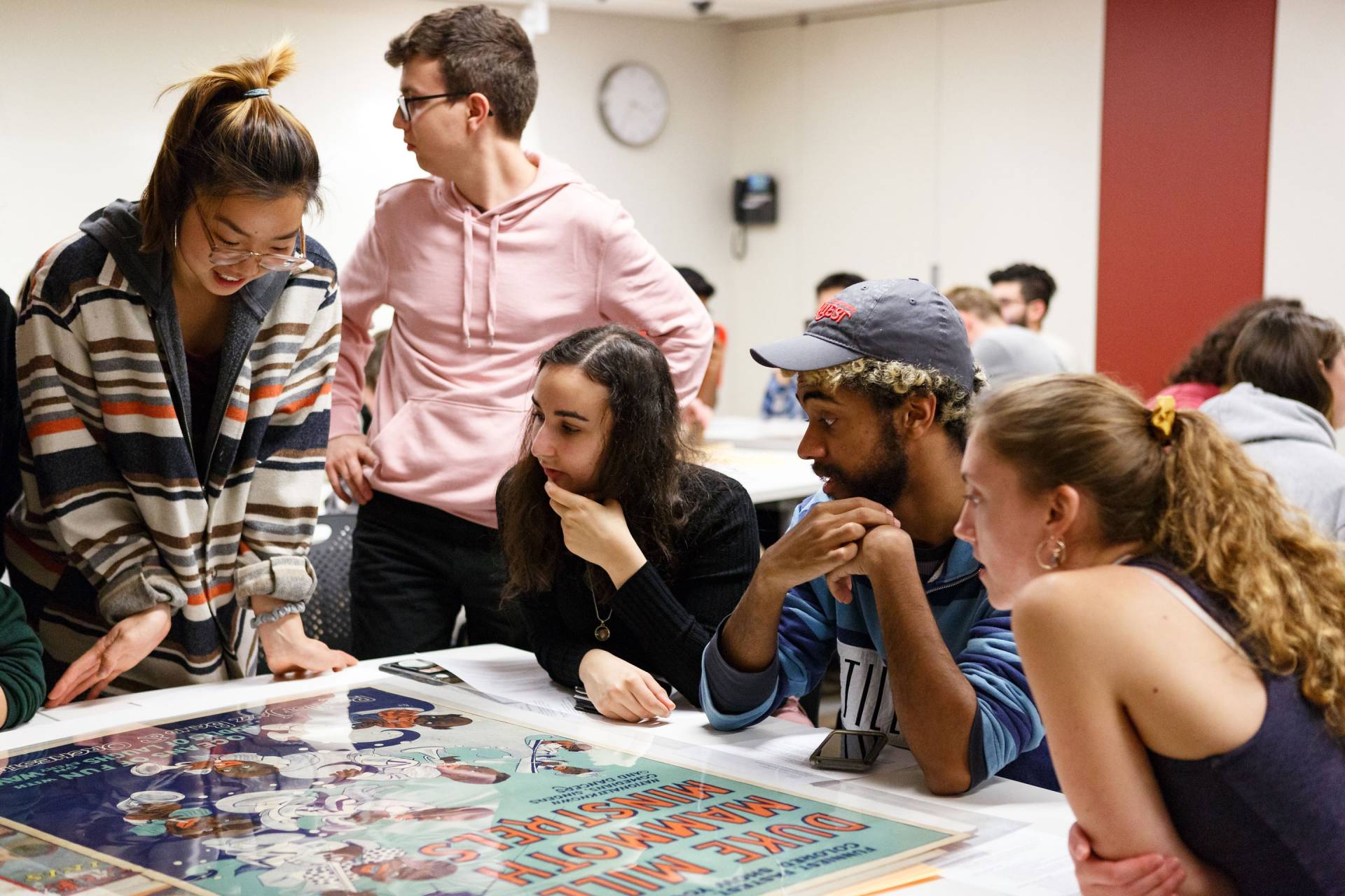 Students look at materials from special collections