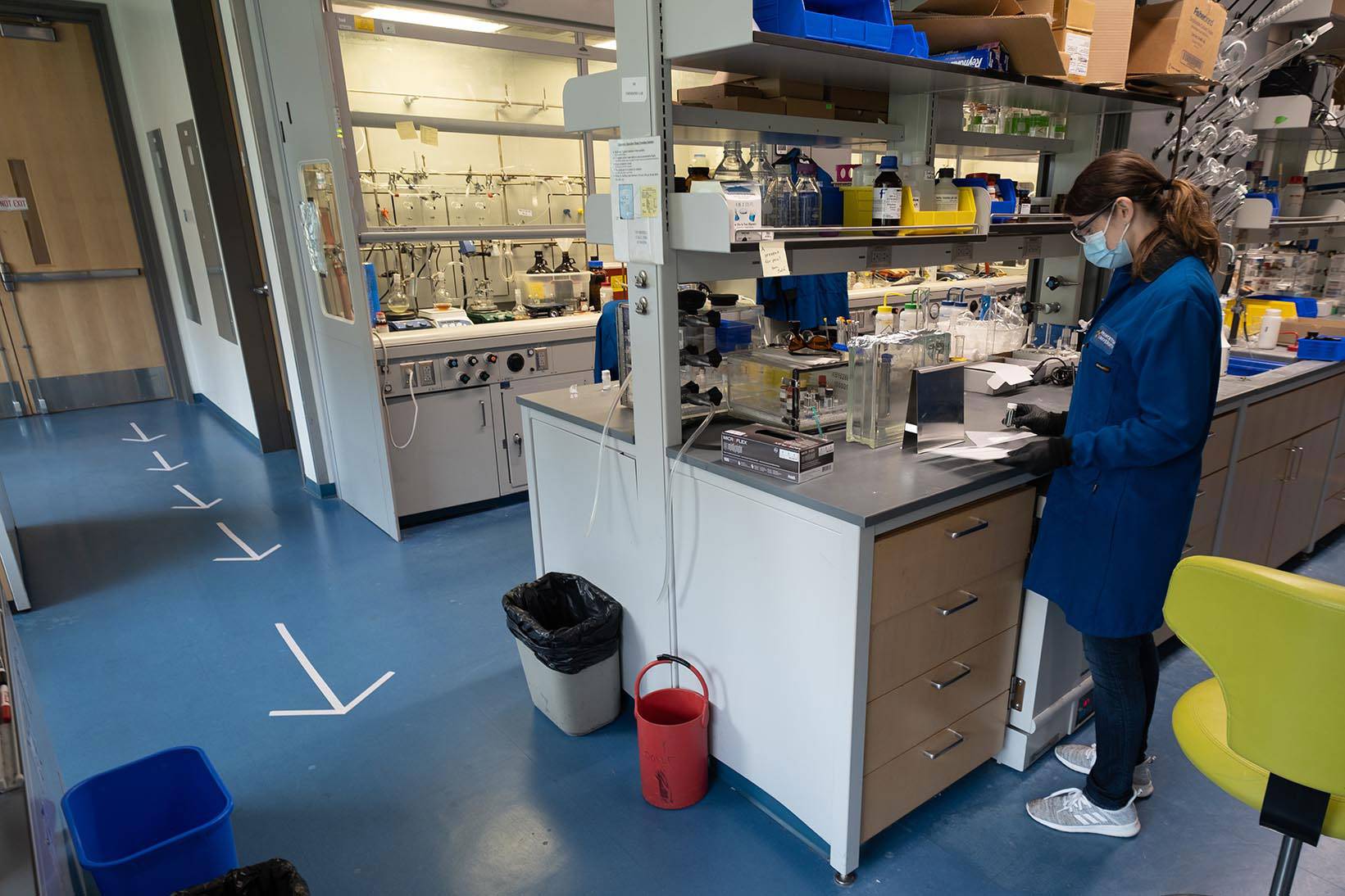 A researcher works in a lab