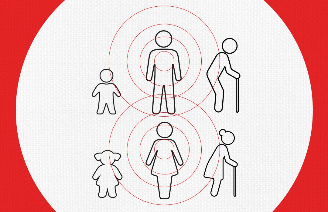 Illustration of children, adult, elderly