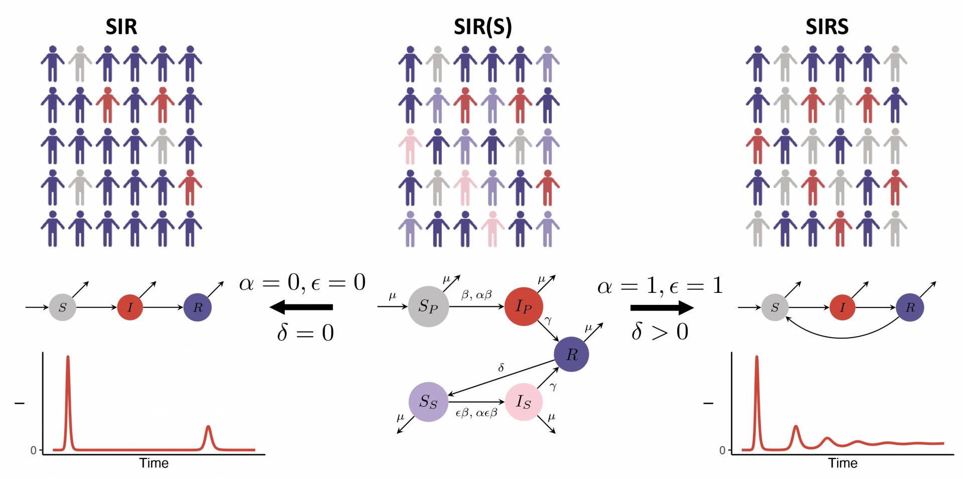 Graph showing various scenarios of contagion