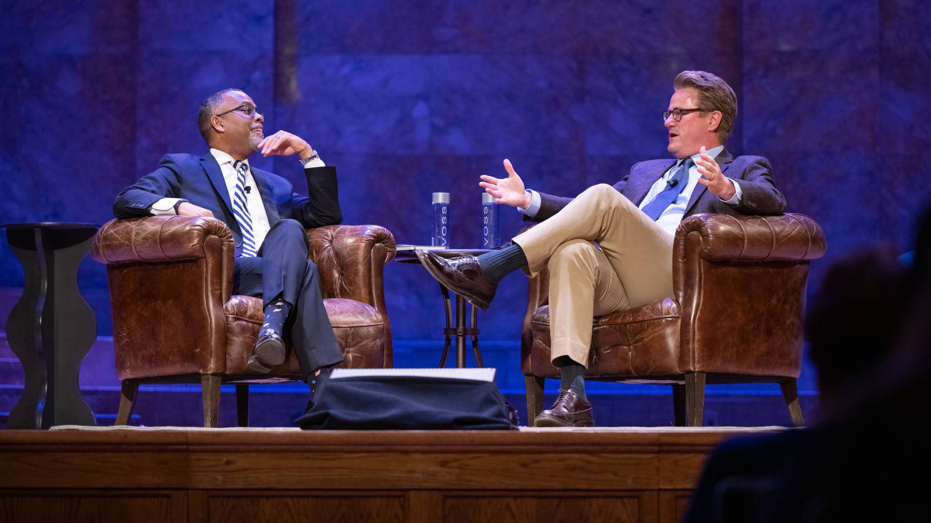 Joe Scarborough and Eddie Glaude on stage in conversation
