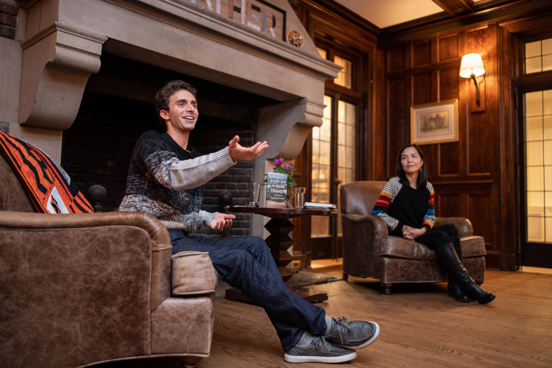 Jordan Salama gesticulates during an event