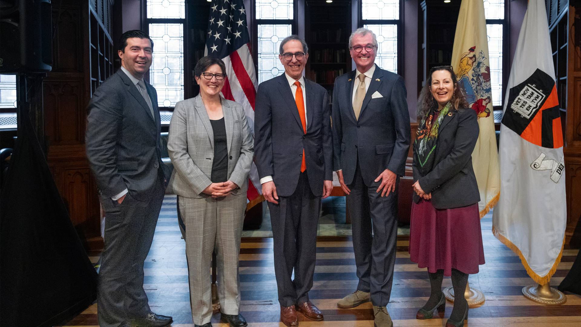 Event speakers Tim Sullivan, Jennifer Rexford, Christopher Eisgruber, Phil Murphy and Beth Noveck
