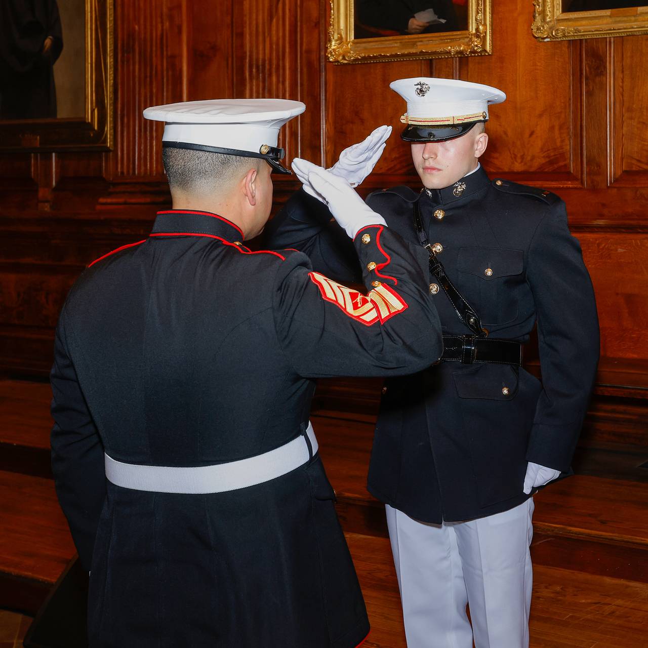 Commissioned officers saluting