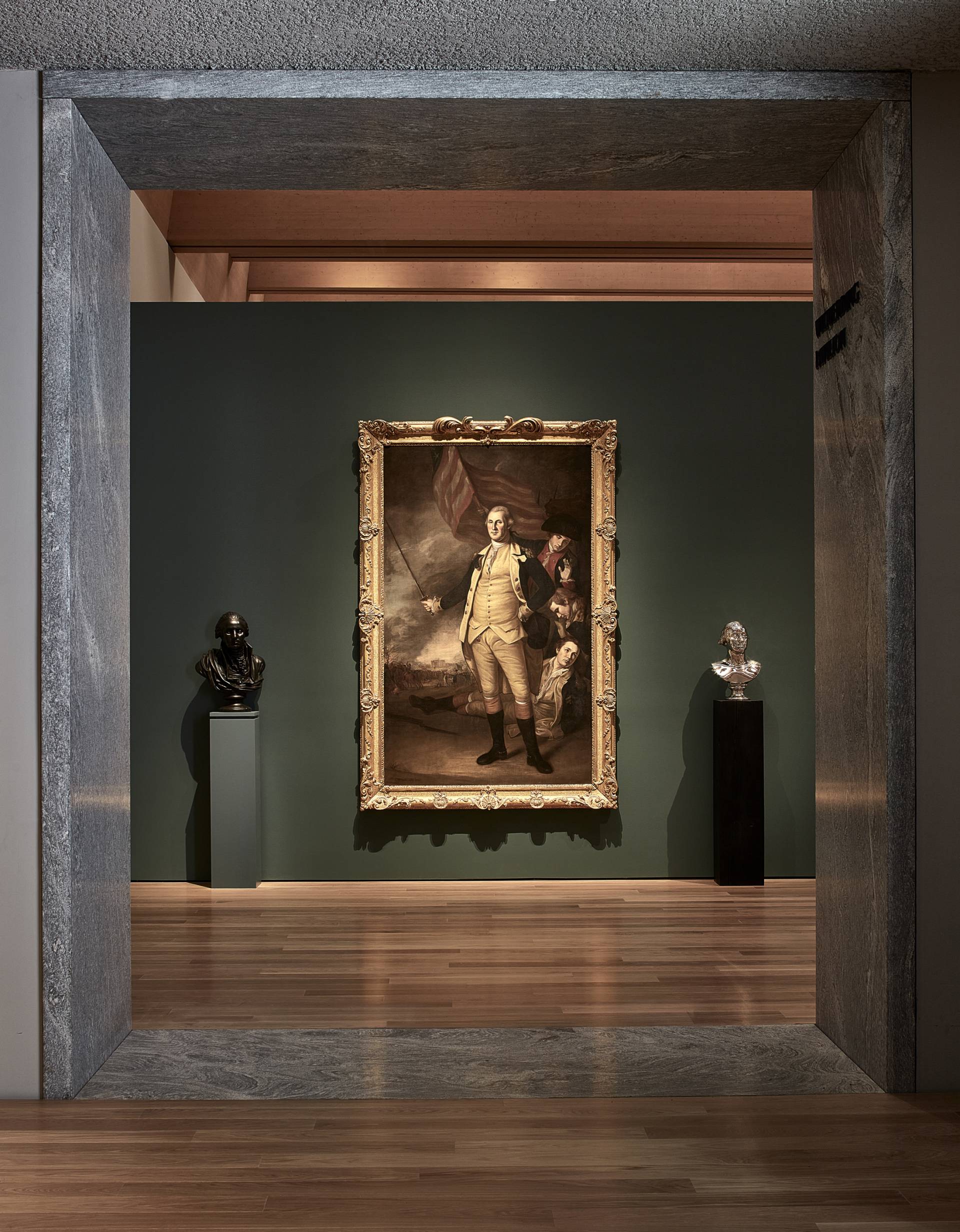 Charles Wilson Peale's portrait of George Washington on display in the galleries