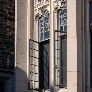 Princeton shield on window