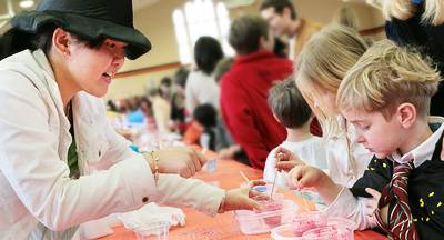 Students demonstrating chemistry