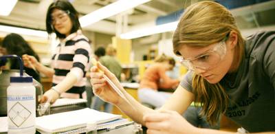 Students prepare chocolate pieces for analysis