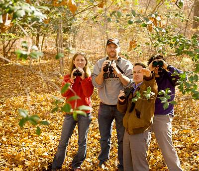Wilcove and students birdwatching