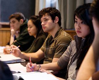 Students listening to Wolfson