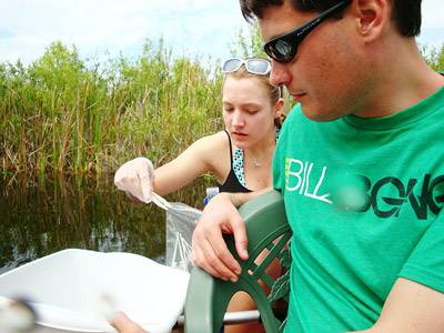Collecting samples on the water