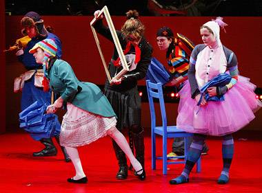 Five dancers with mirror