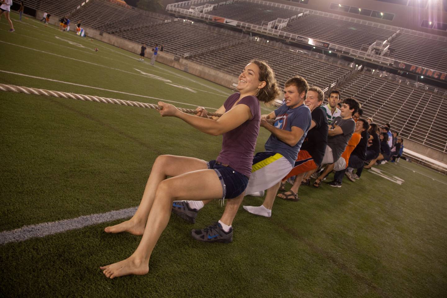 Students playing tug of war