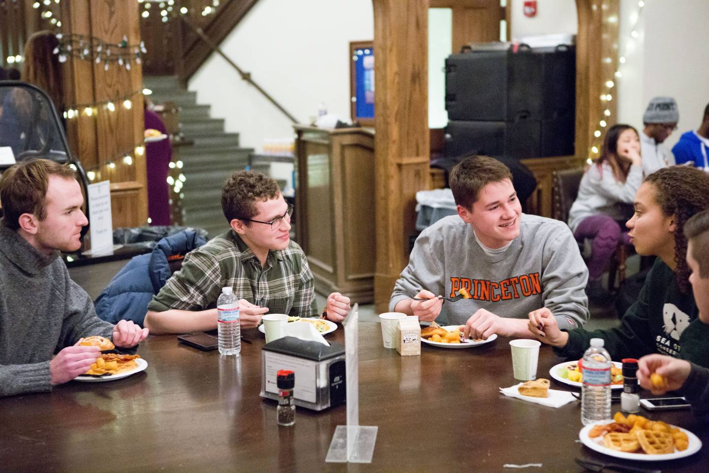 Students eating in dining hall